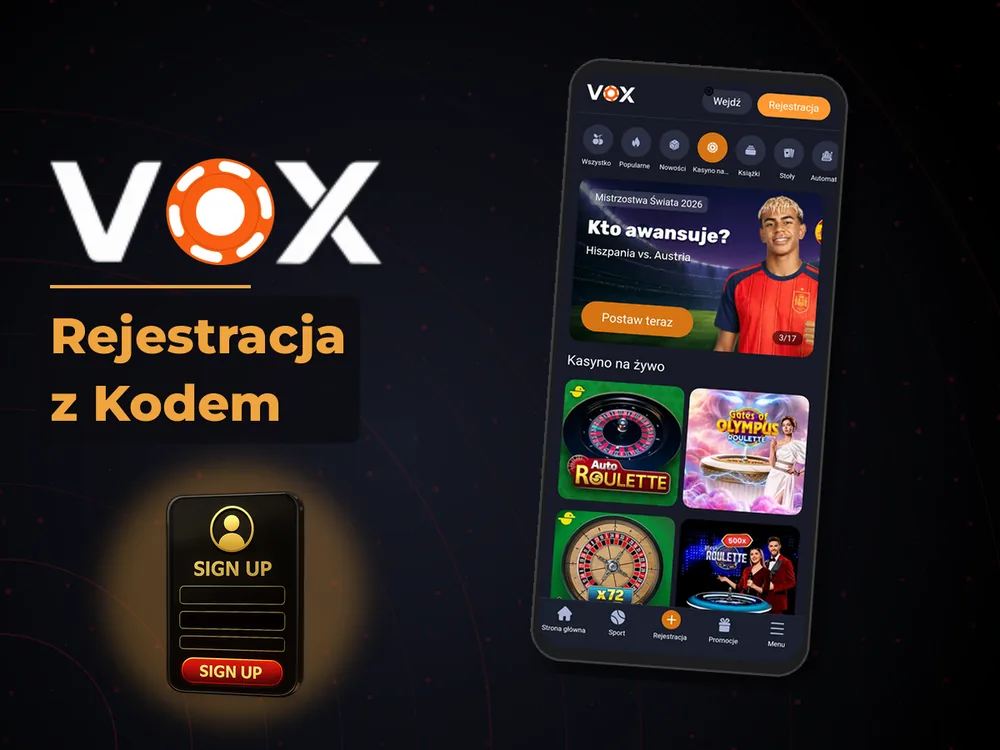 vox casino - Rejestracja z Kodem