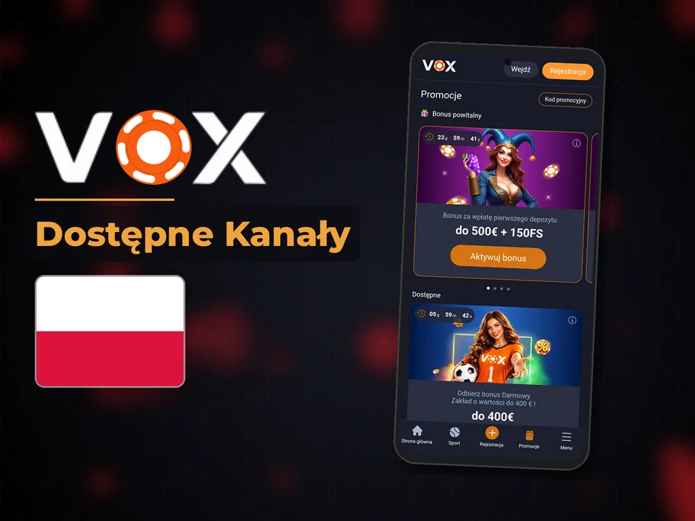 vox casino - Dostępne Kanały