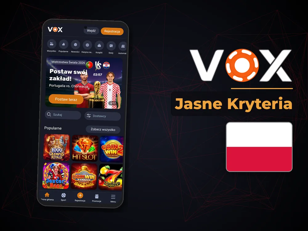 vox casino - Jasne Kryteria